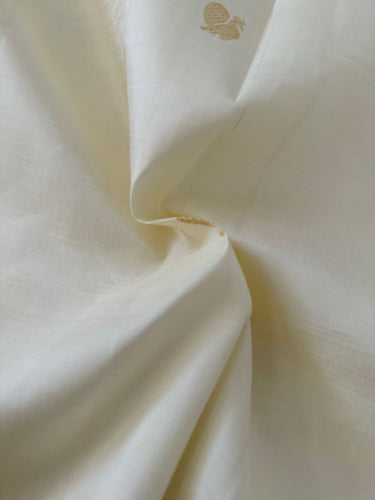 Exclusive Kanchipuram Pure Silk Saree | Off White | Ven Pattu | Pure Zari | Handwoven | Ships from California | Pushpam - ShopNaya Exclusive